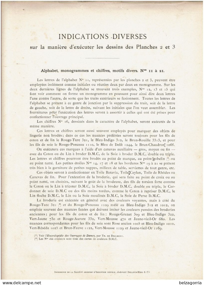 ALBUM DE BRODERIES AU POINT DE CROIX  - N°II  - Par Th.de DILLMONT  - 1890 -  PLANCHES TOUTES SCANNEES - Point De Croix