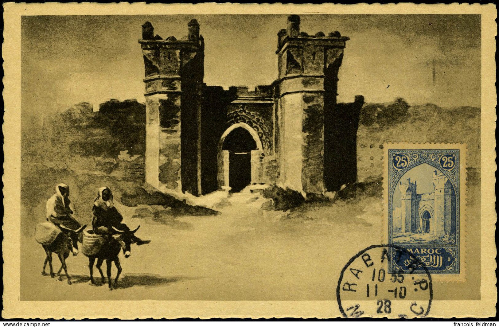 Lettre N° 106, 25c Porte De Cheila Héliogravé Sur CP Maximum, CàD Rabat 11.10.28 Pour Alger, TB - Other & Unclassified