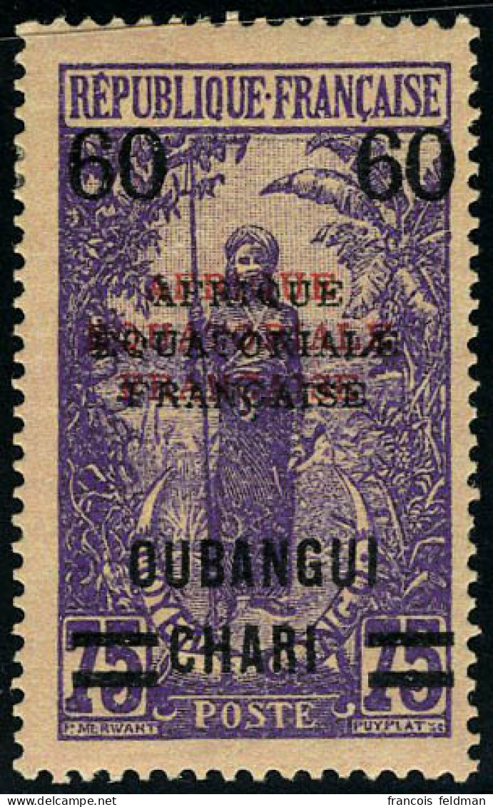 Neuf Avec Charnière N° 57b, 60 S/75 Double Surcharge Noire + Rouge, T.B. - Otros & Sin Clasificación