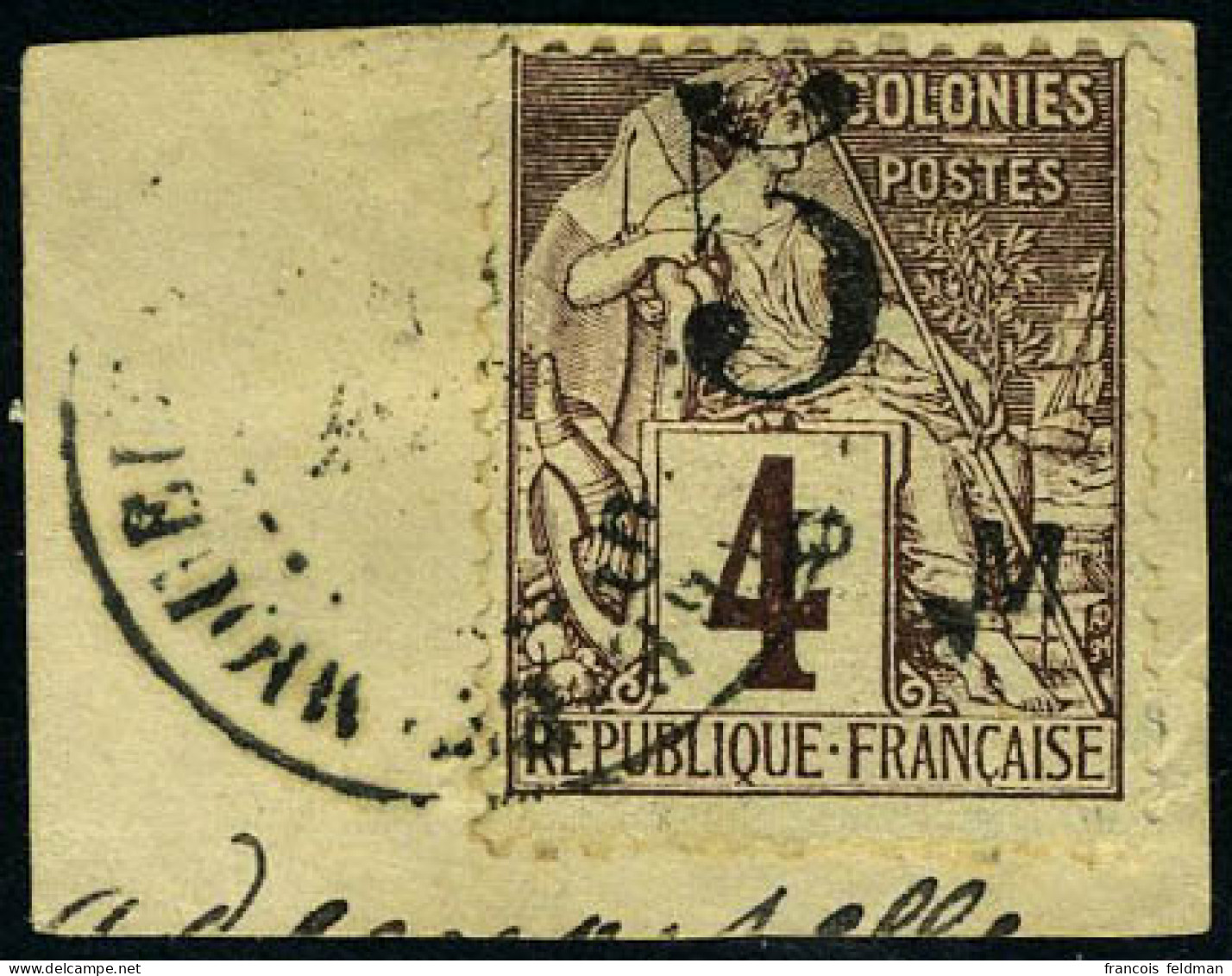 Oblitéré N° 4, 5 Sur 4c De 1881, Oblitéré Sur Petit Fragment, T.B. Signé - Other & Unclassified
