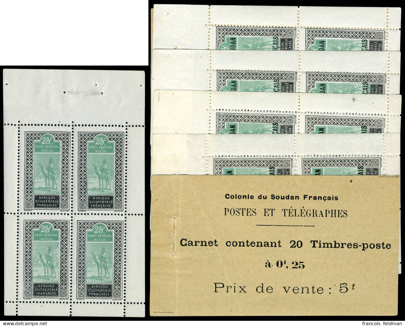 Neuf Sans Charnière N° 1a, 25c Targui Carnet De 20ex Dont 1 Bloc De 4 Sans La Surcharge, RRR, 2/3 Carnets Connus, L'agra - Andere & Zonder Classificatie