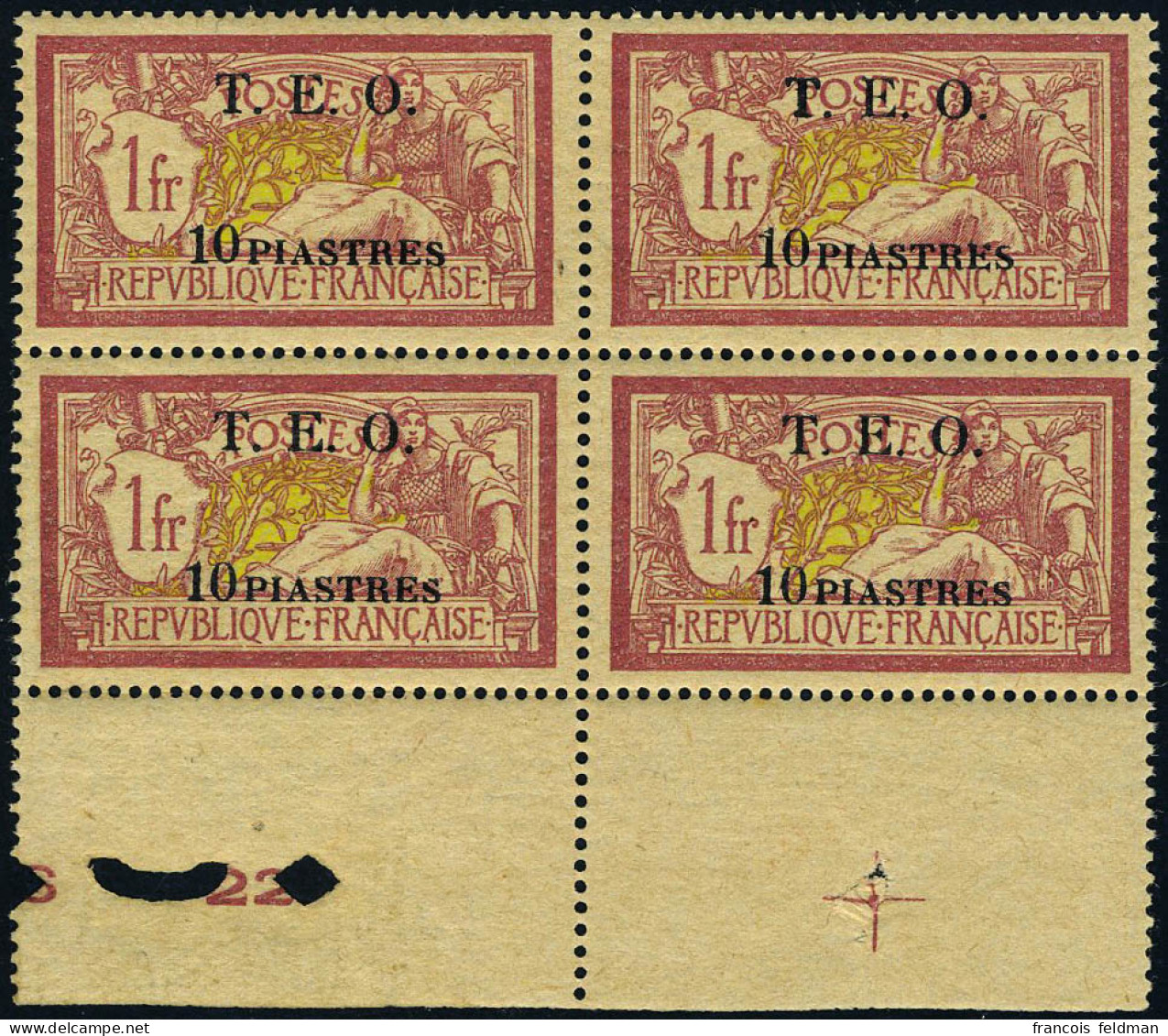 Neuf Sans Charnière N° 8/10, Les 3 Valeurs Merson En Blocs De 4 Timbres Bon Centrage, T.B. - Andere & Zonder Classificatie