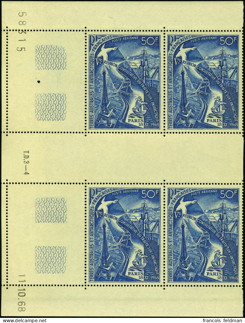 Neuf Sans Charnière N° 18, 50F Traité Antarctique, Bloc De 4 Coin Daté 11/10/68, TB - Sonstige & Ohne Zuordnung