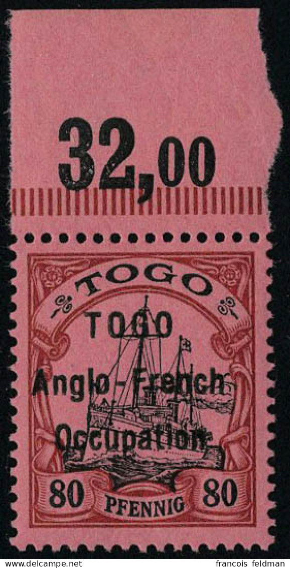 Neuf Sans Charnière N° 40, 80pf Rouge Et Noir Sur Rose, Bdf, T.B. Signé - Sonstige & Ohne Zuordnung