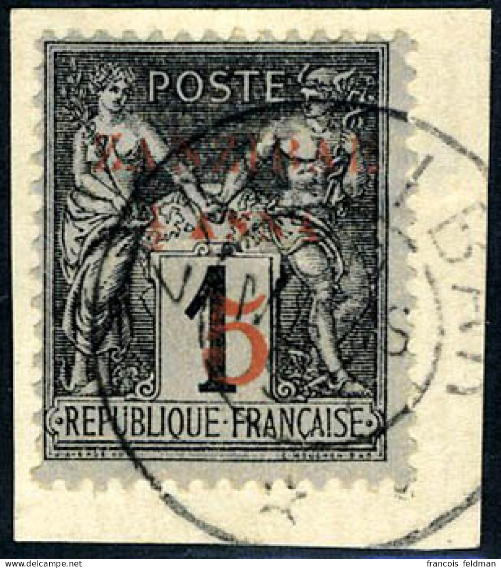 Fragment N° 12, 1/2c Et 5 S/1c Noir Sur Azuré Obl. S/Fragment, TB - Sonstige & Ohne Zuordnung