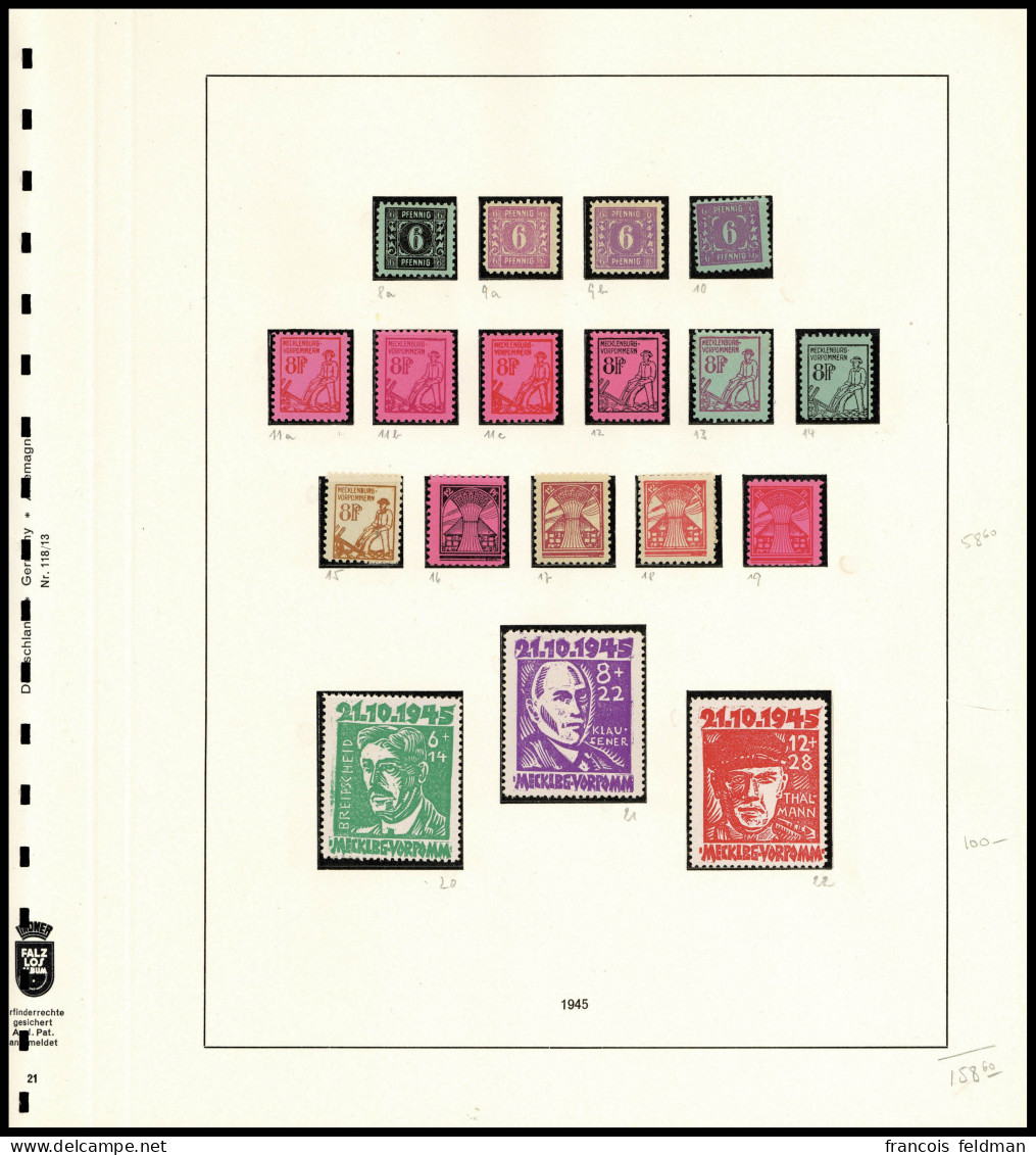 Neuf Sans Charnière Collection Quasi Complète De RDA Jusqu'en 1967, Nombreuses Variétés Répertoriées Michel Dont Filigra - Autres & Non Classés