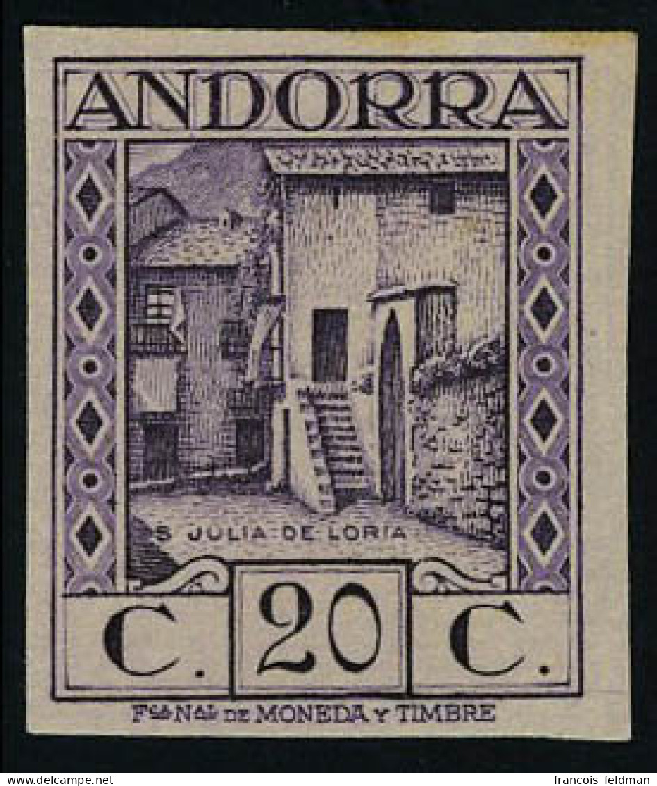 Neuf Sans Gomme N° 34, 20c Violet  Sans Chiffre De Contrôle Au Verso, ND, T.B. Maury 43 - Andere & Zonder Classificatie