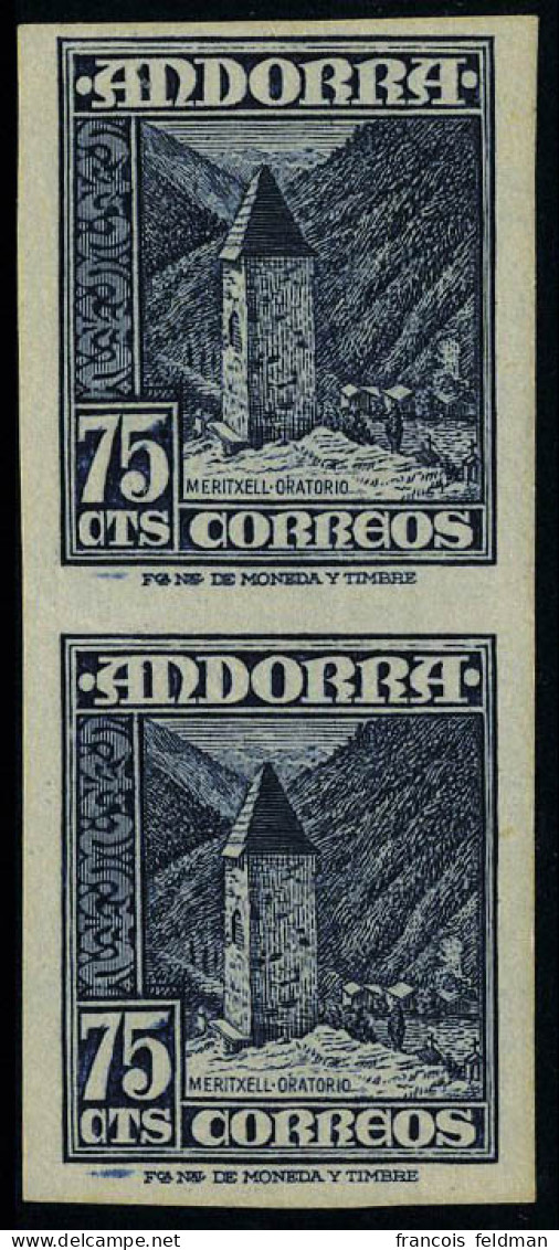 Neuf Sans Charnière N° 47, 75c Bleu Fonce, ND, Paire Verticale, T.B. Maury 57 - Sonstige & Ohne Zuordnung