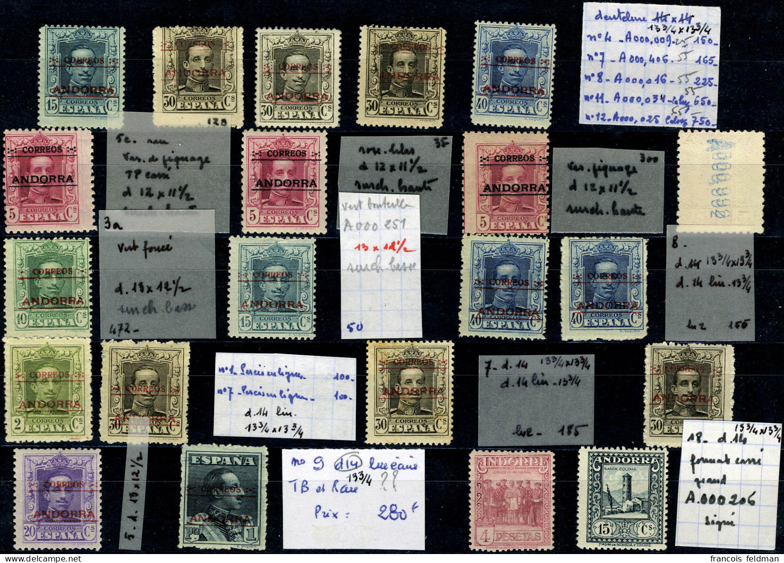 Neuf Avec Charnière Ensemble De 20 Timbres Avec Différentes Variétés De Dentelures, Couleurs..., TB - Photo WEB - Autres & Non Classés