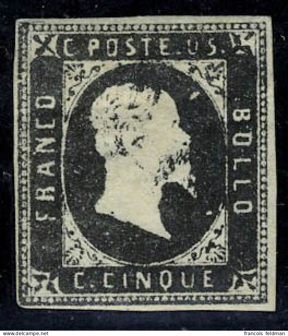 Neuf Avec Charnière N° 1, 5c Noir Très Belle Nuance Foncée, Superbe, Signé Diéna, Sassone 1 - Other & Unclassified