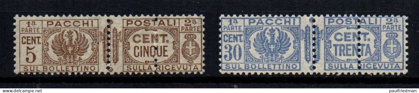 Regno 1927 - Pacchi - 5 E 30 Cent. - Varietà Doppia Dentellatura - Nuovi Gomma Integra - MNH** - Postal Parcels