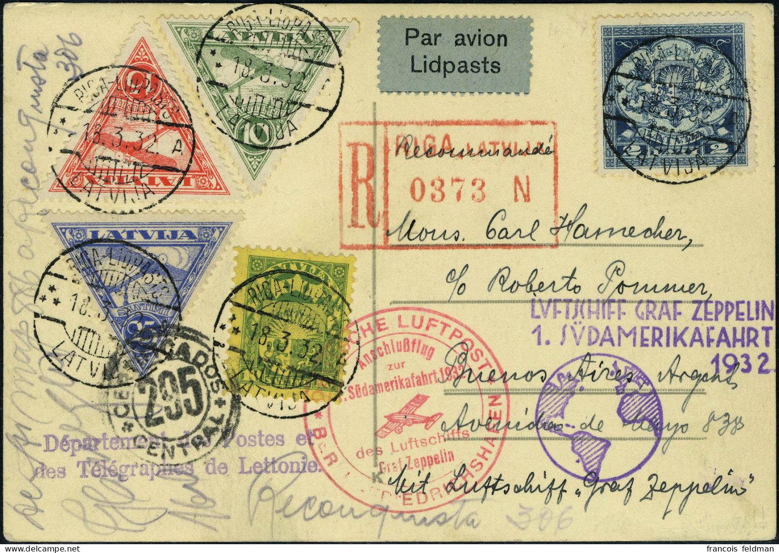 Lettre Zeppelin 1er SAF 1932 Pour L'Argentine - Andere & Zonder Classificatie