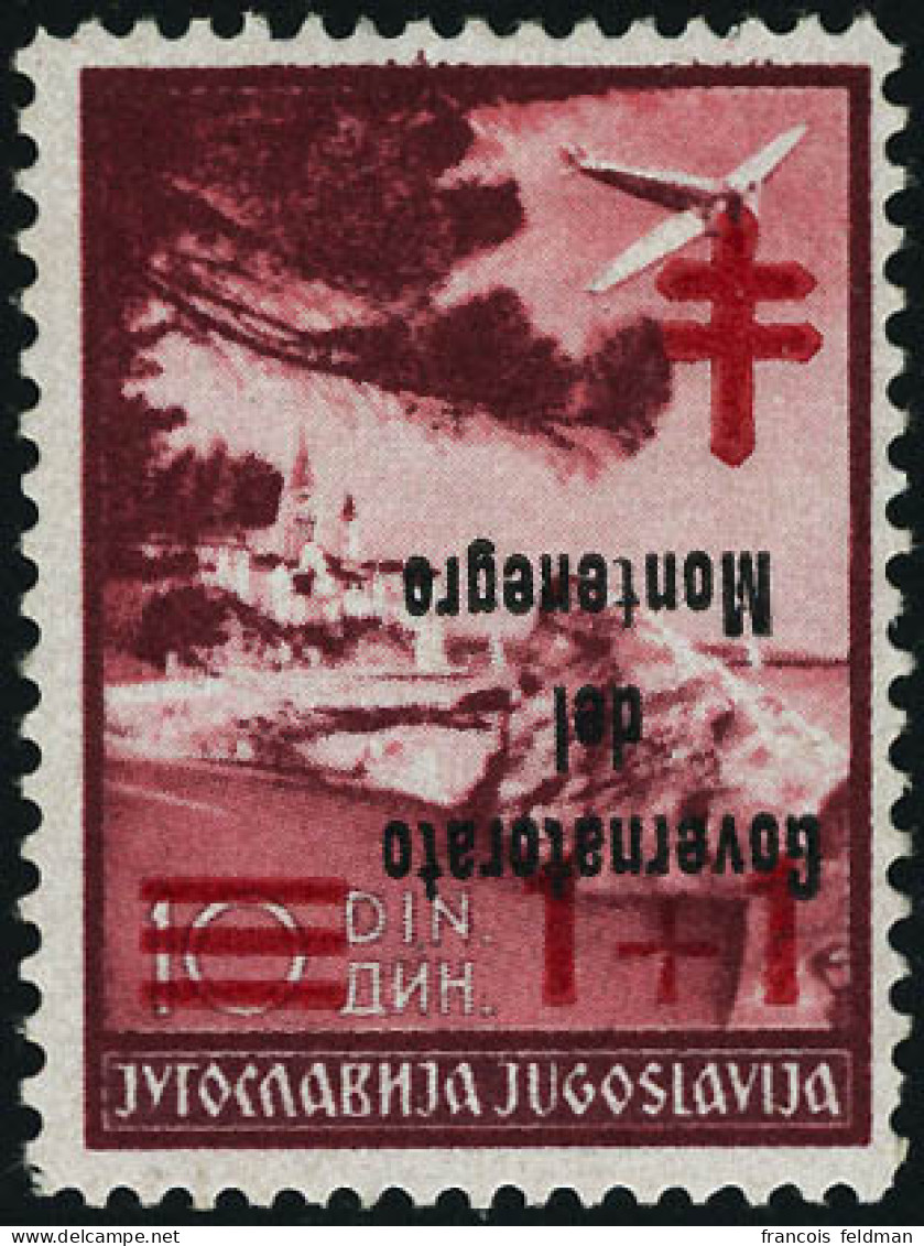 Neuf Avec Charnière Sassone N°33a. 1+1 S/10d Surcharge Renversée (Croix Rouge). T.B. Signé Diéna - Sonstige & Ohne Zuordnung