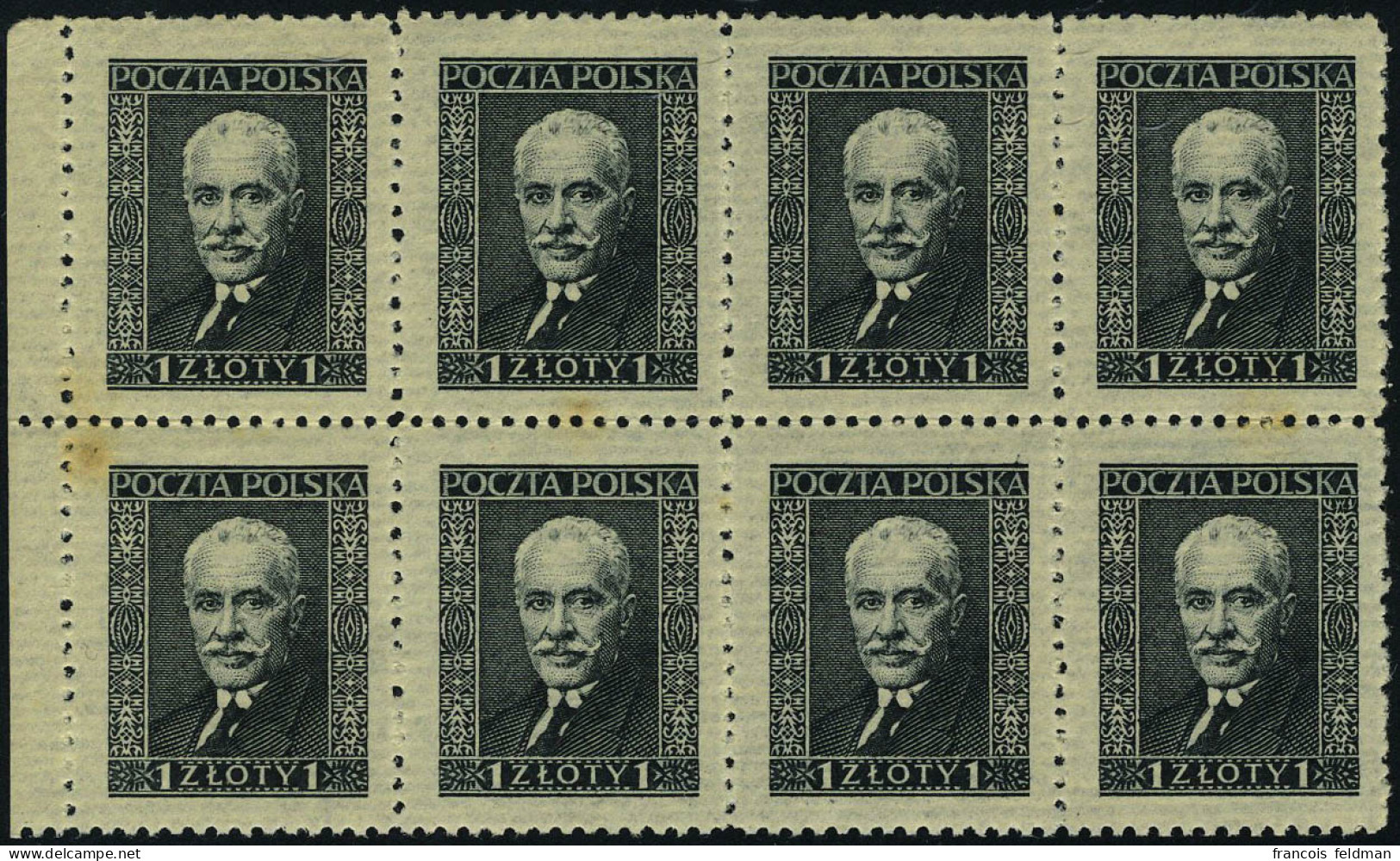 Neuf Sans Charnière N° 344, 1z Moscicki Papier Vergé Horizontal Bloc De 8, Rousseurs Sinon TB Michel 258V - Andere & Zonder Classificatie