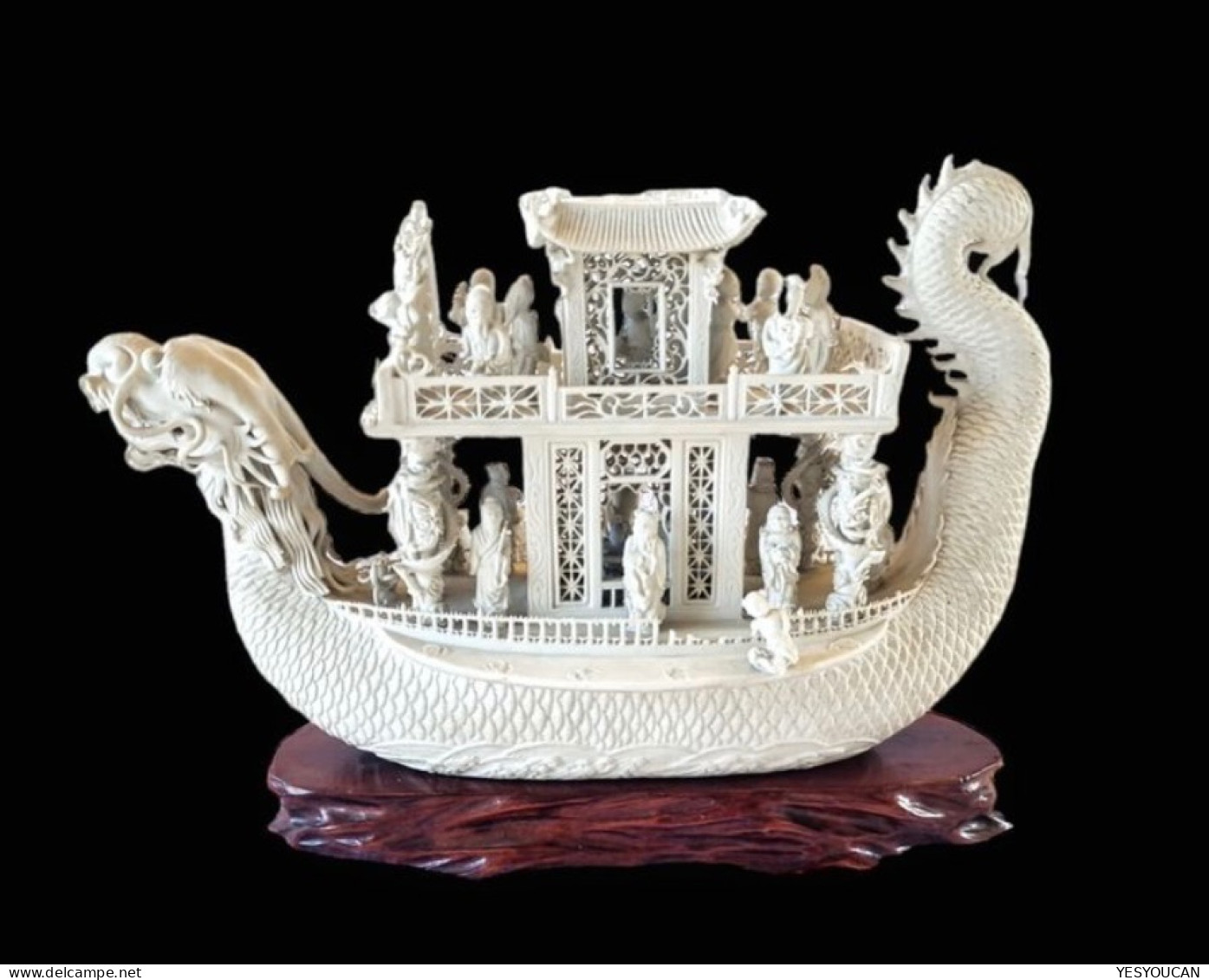 Rare Jonque Porcelaine XlXe Chen Guozhi,Daoguang Qing Dynasty (China Chinese Dragon Junk Art Antiques Porcelain Ceramics - Asiatische Kunst