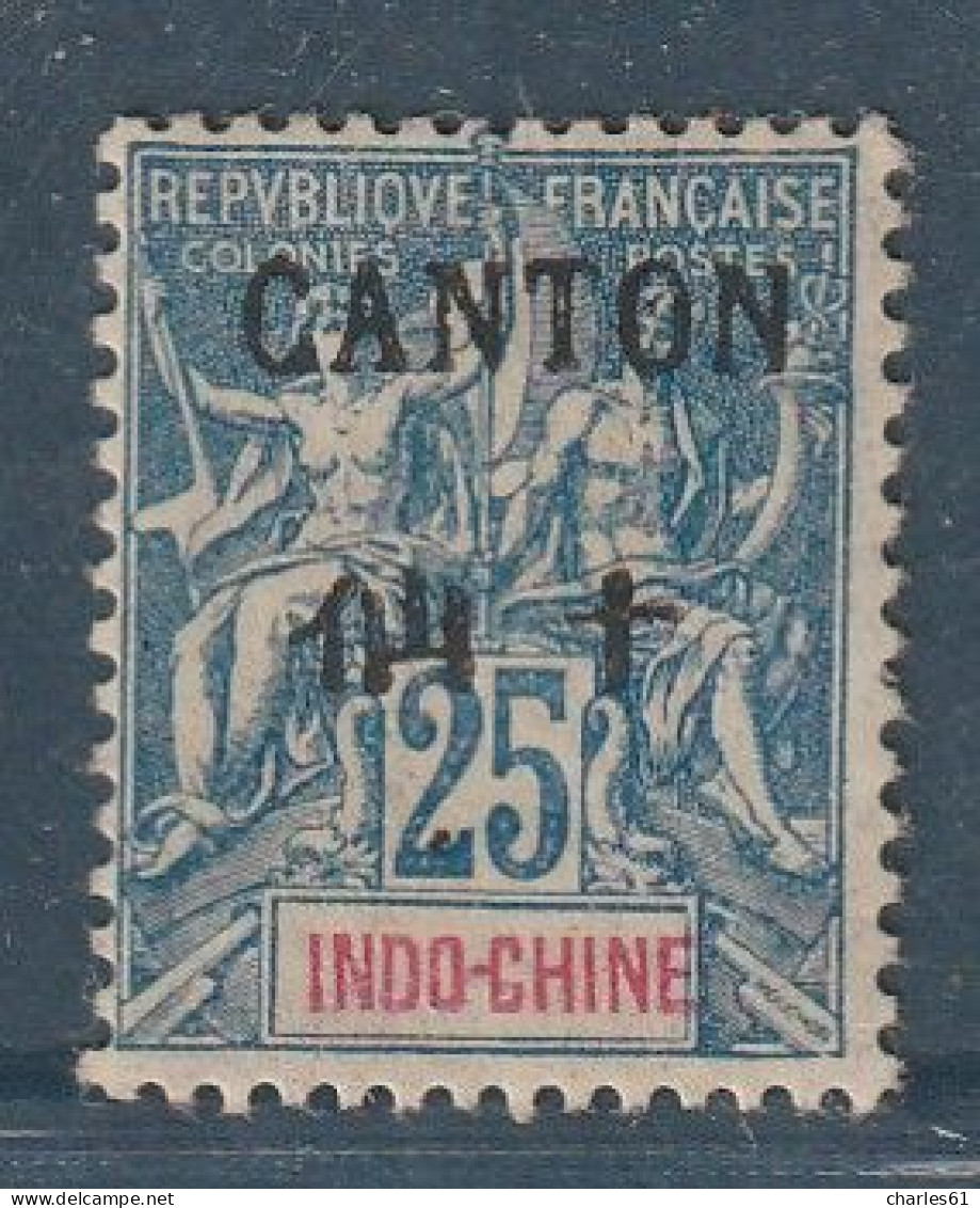 CANTON - N°25 * (1903-04) 25c Bleu - Ongebruikt