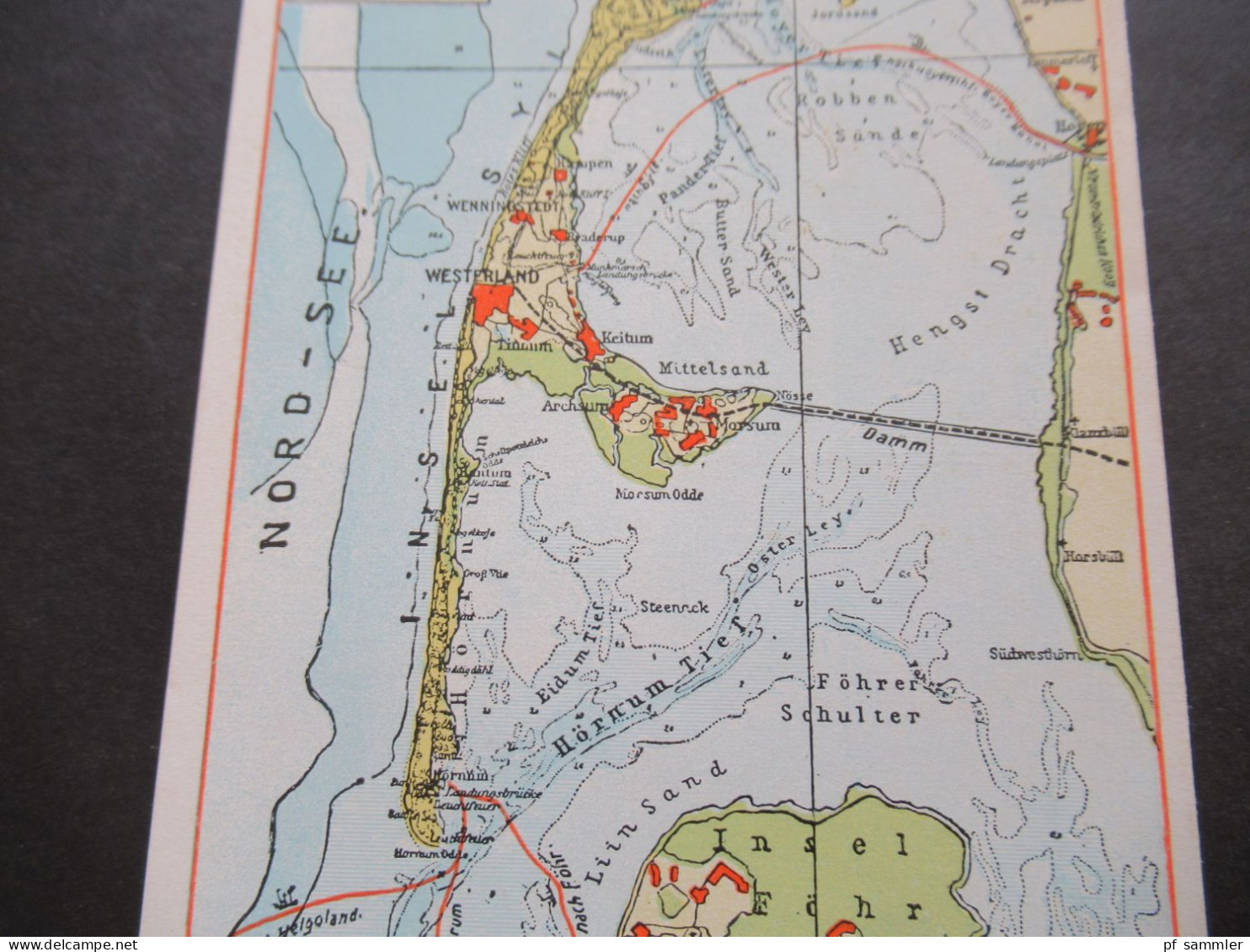 Deutsches Reich PK Landkarte Der Insel Sylt / Rüm Hart Klaar Kimming / Buchdruckerei Carl Meyer. Westerland - Sylt