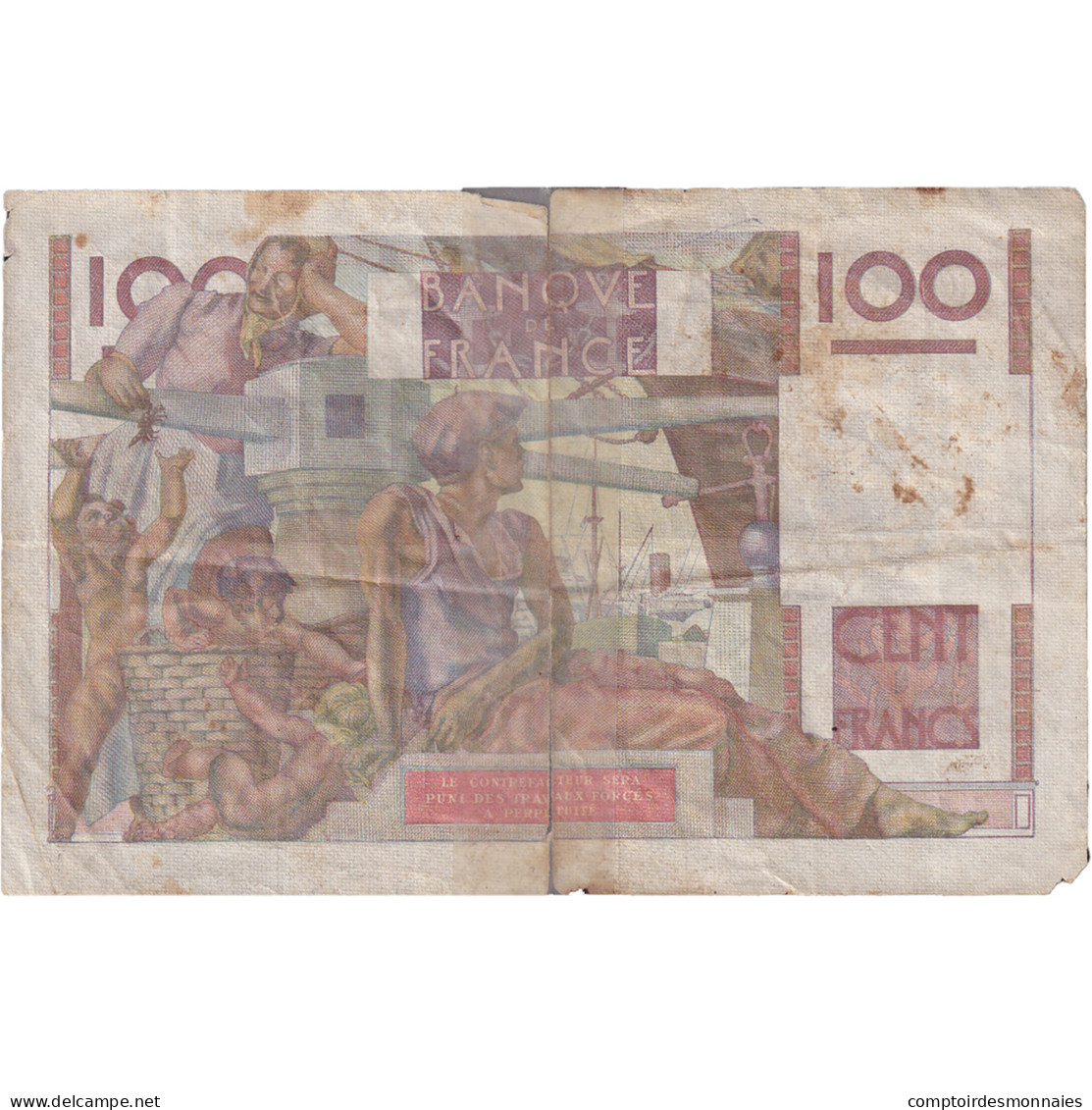 France, 100 Francs, Jeune Paysan, 1949, R.332, B, Fayette:28.24, KM:128b - 100 F 1945-1954 ''Jeune Paysan''