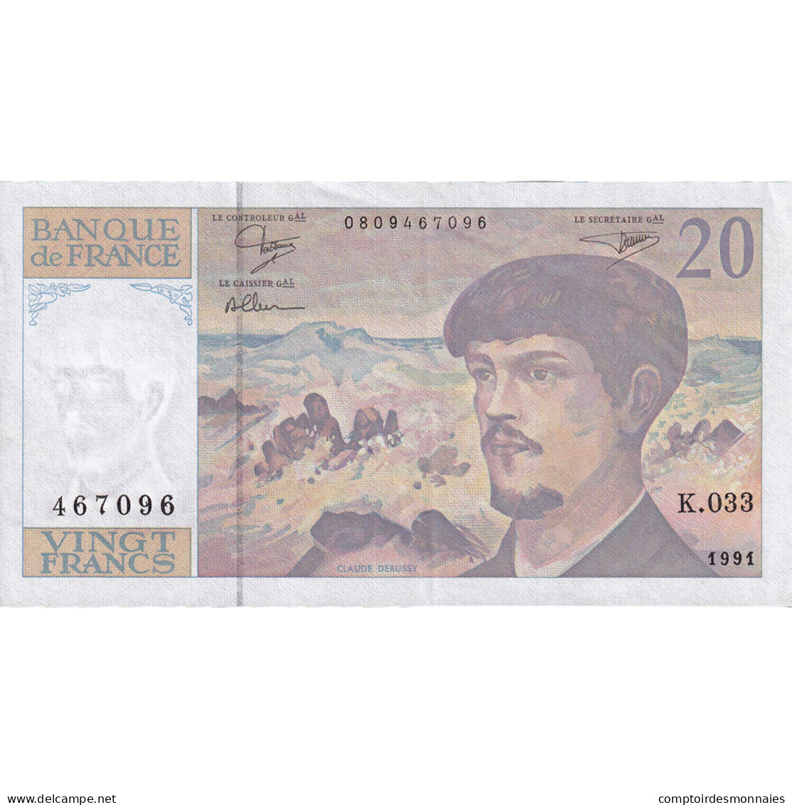 France, 20 Francs, 1991, K.033, SUP, Fayette:66Bis.2, KM:151e - 20 F 1980-1997 ''Debussy''