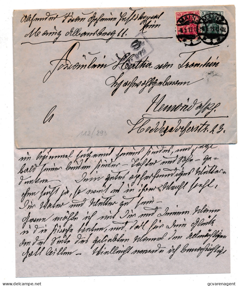 ENVELOPPE 1919  MIT INHALT     2 SCANS - Andere & Zonder Classificatie