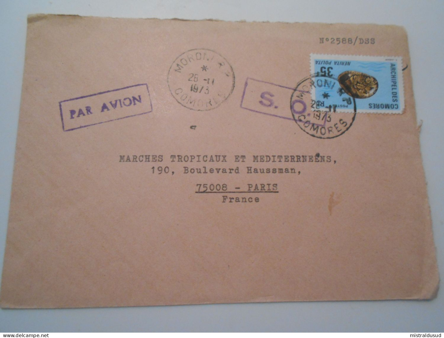 France Ex-colonies Comores, Lettre De Moroni 1973 Pour Paris - Lettres & Documents
