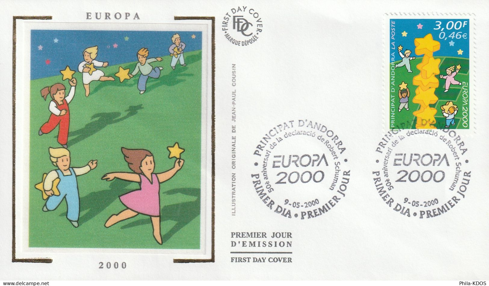 " EUROPA 2000 / ETOILES " Sur Enveloppe 1er Jour Sur Soie D'ANDORRE De 2000. Parfait état. FDC A SAISIR ! - 2000