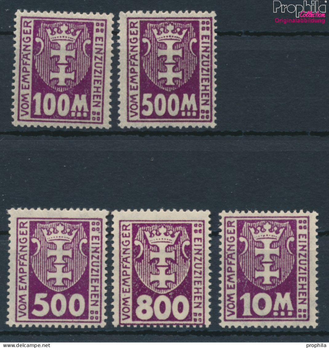 Danzig P19X-P25X (kompl.Ausg.), Stehendes Wssserzeichen Postfrisch 1923 Portomarke (10221859 - Taxe