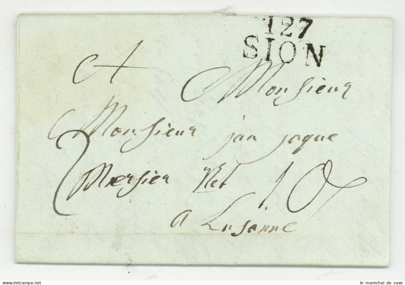 127 SION Pour Lasanne 1813 Suisse Departement Conquis - 1792-1815: Départements Conquis