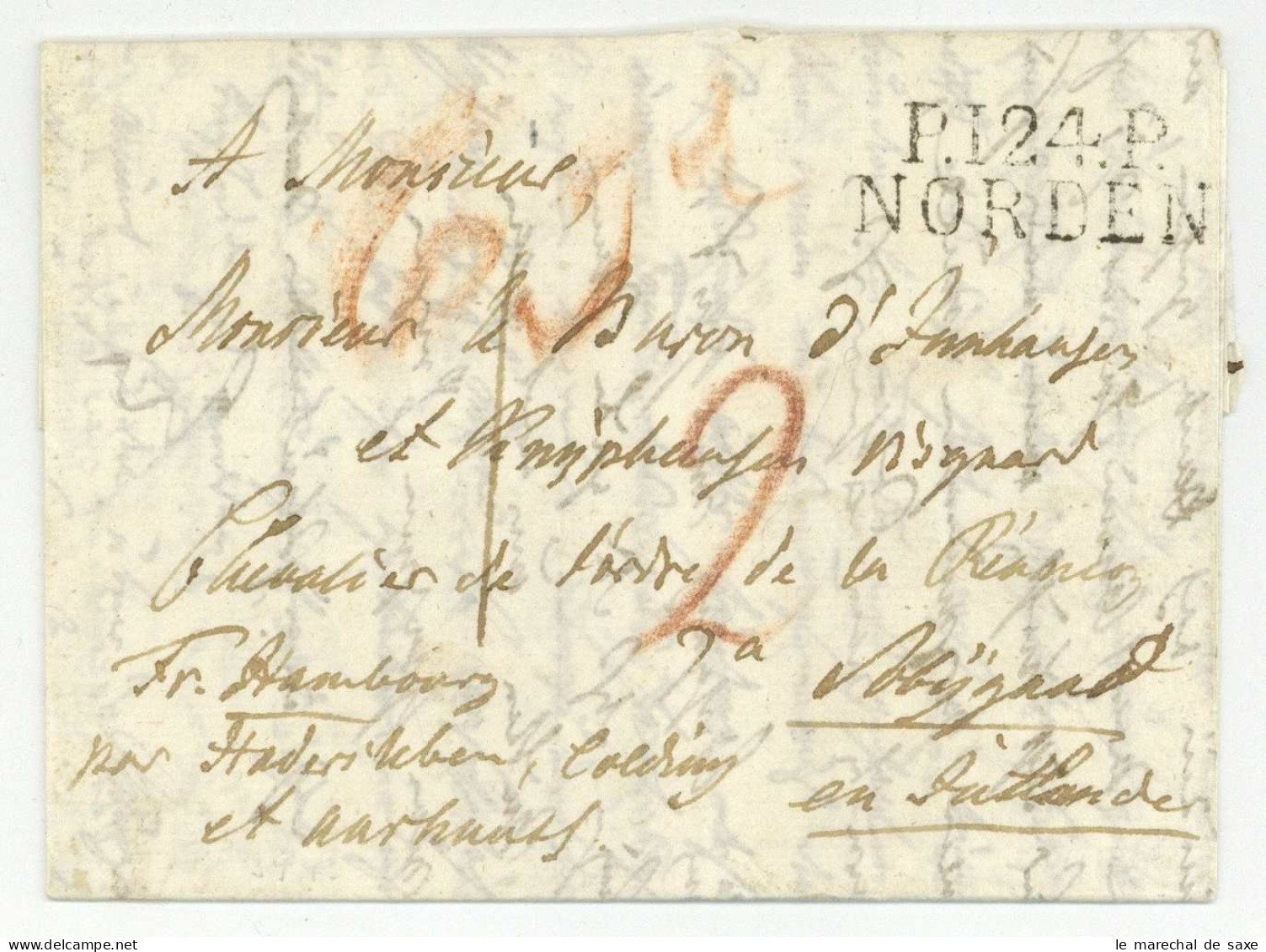 P.124.P. NORDEN Ostfriesland Lütetsburg Autograph Graf Edzard Zu Innhause Und Knyphausen (1748-1824) Präsident Sobygard - 1792-1815: Veroverde Departementen