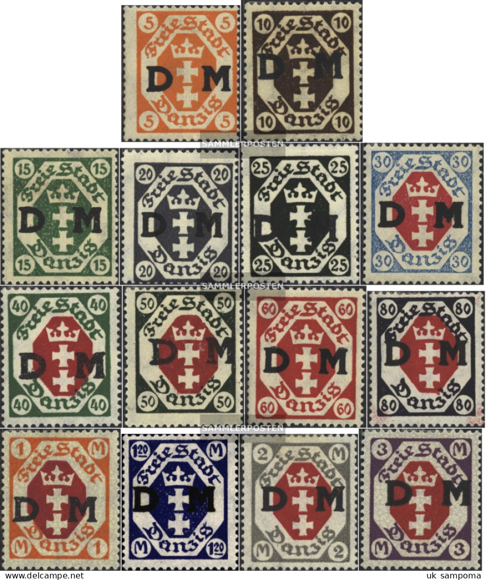 Gdansk D1-D14 (complete Issue) With Hinge 1921 Official Stamp - Servizio