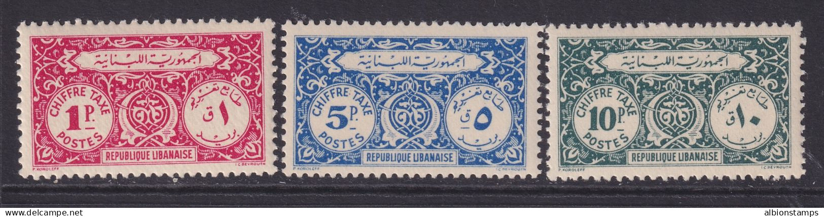 Lebanon, Scott J47-J49, MLH - Timbres-taxe