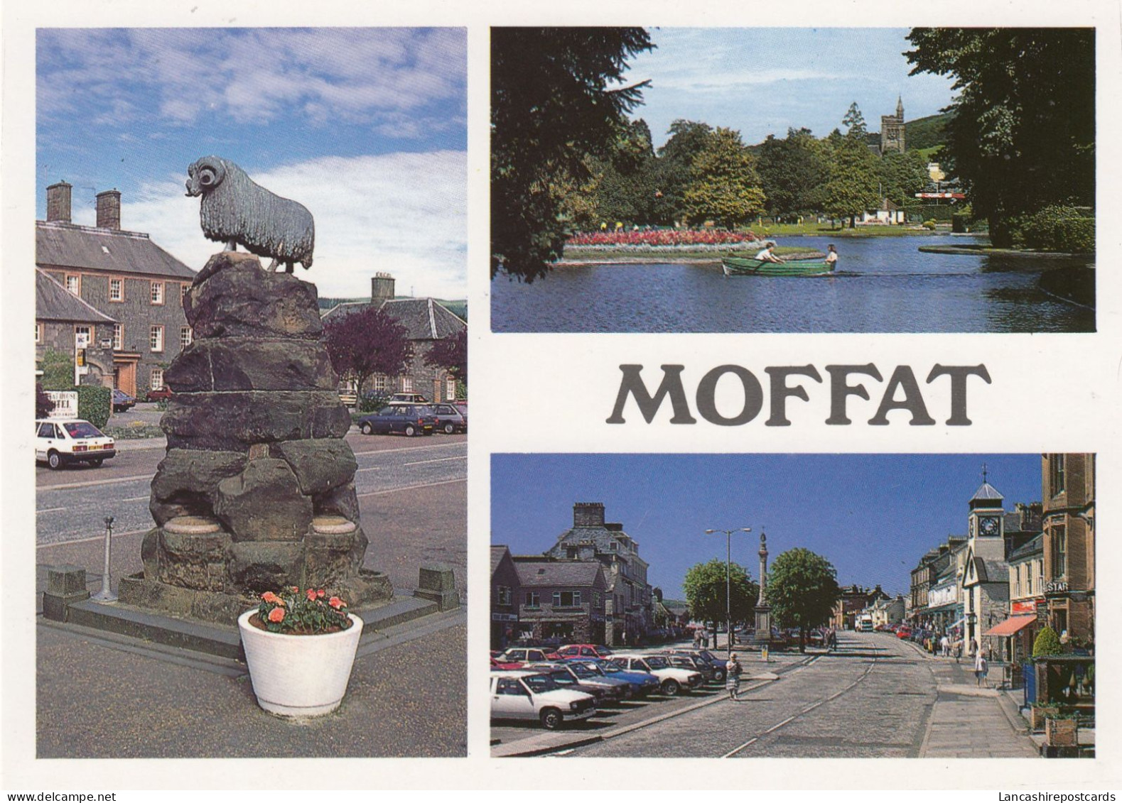 Postcard The Ram Statue High Street & Park Moffat My Ref B26251 - Dumfriesshire