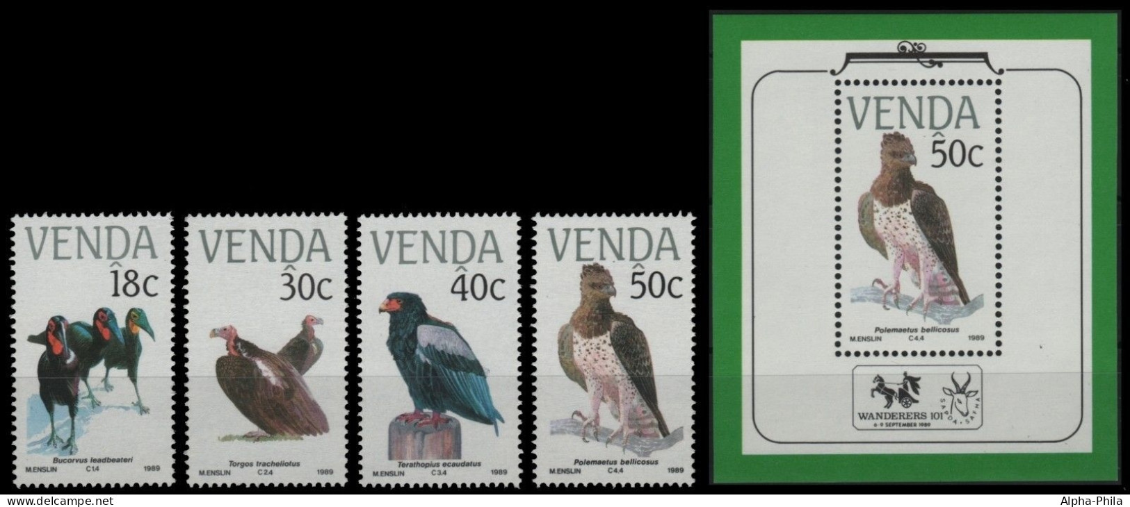 Venda 1989 - Mi-Nr. 191-194 & Block 5 ** - MNH - Vögel / Birds - Venda