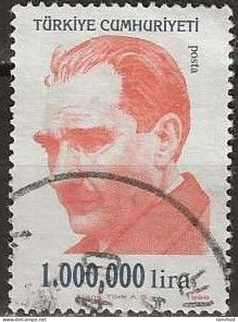 TURKEY 1999 Kemal Ataturk -1000000l. - Red And Blue FU - Usati