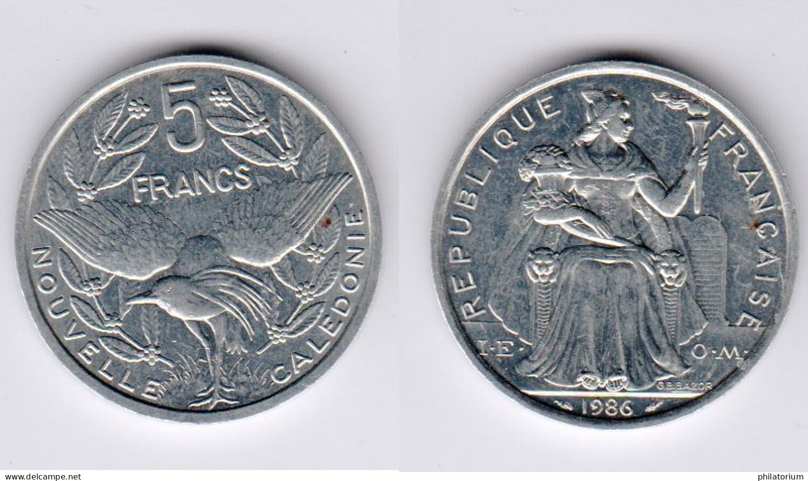 NOUVELLE CALEDONIE 5F, 5 F, 1986, IEOM, KM#16 - Nouvelle-Calédonie