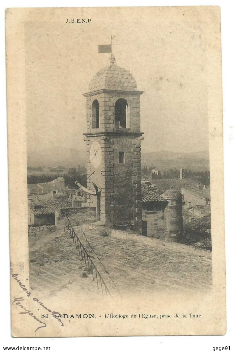 Aramon - L'horloge De L'église Prise De La Tour - Aramon