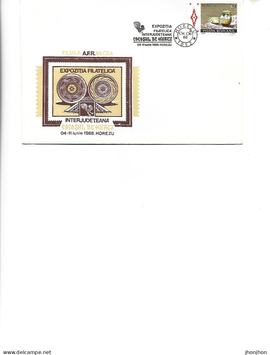 Romania -Occasional Envelope 1988 - The Intercounty Philatelic Exhibition - Cocosul De Hurez - June 1988, Horezu - Cartas & Documentos