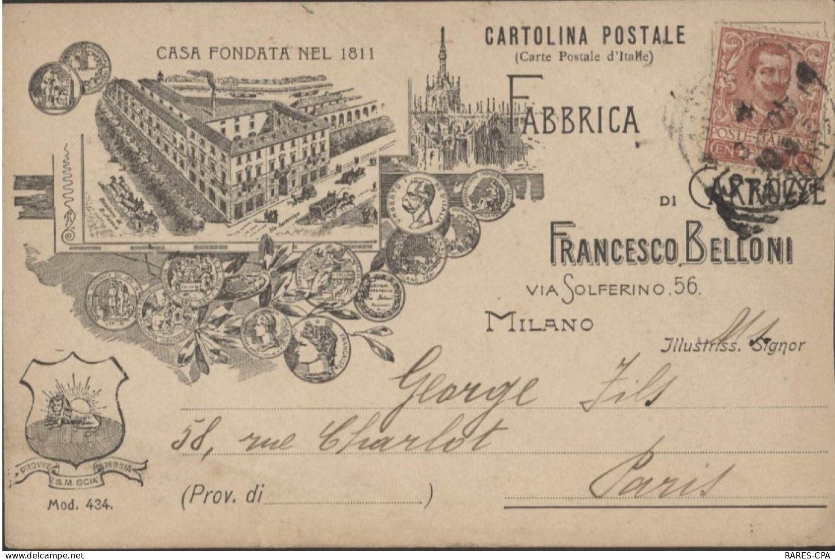 MILANO - FABBRICA DI FRANCESCO BELLONI - AVEC AUTOGRAPHE 1905 - TOP RARE - RCPA 08 - Milano (Milan)