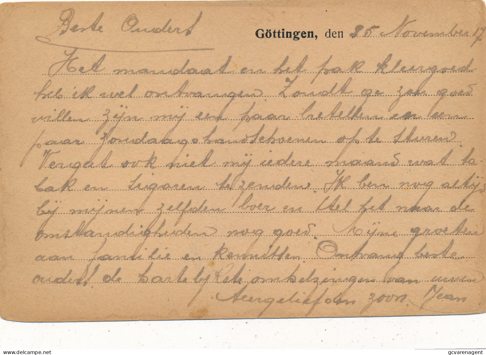 KRIEGSGEFANGENENSENDUNG  LAGER GÖTTINGEN  TO JETTE BRUSSEL  BELGIEN  1917   2 SCANS - Prisonniers