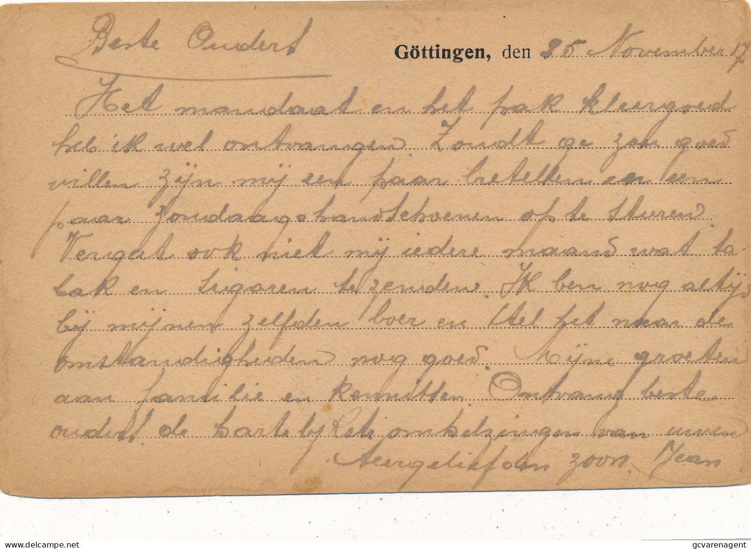 KRIEGSGEFANGENENSENDUNG  LAGER GÖTTINGEN  TO JETTE BRUSSEL  BELGIEN  1917   2 SCANS - Kriegsgefangenschaft