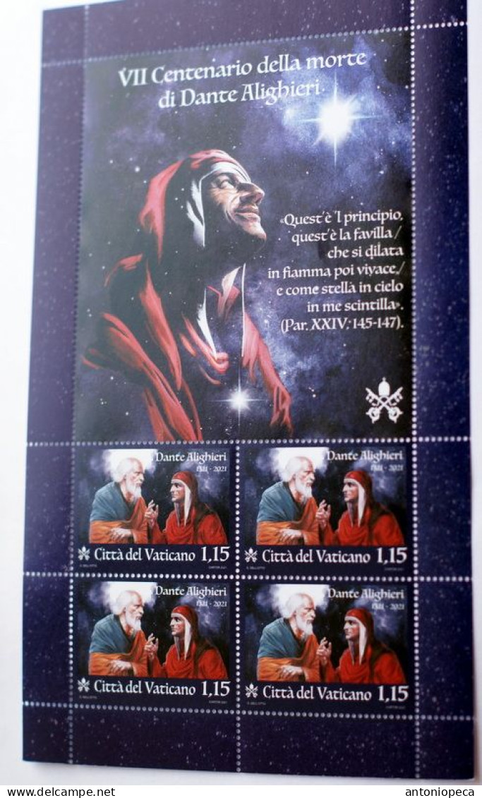 VATICANO 2021, DANTE ALIGHIERI, SHEET , STAMP MNH, FDC - Ongebruikt