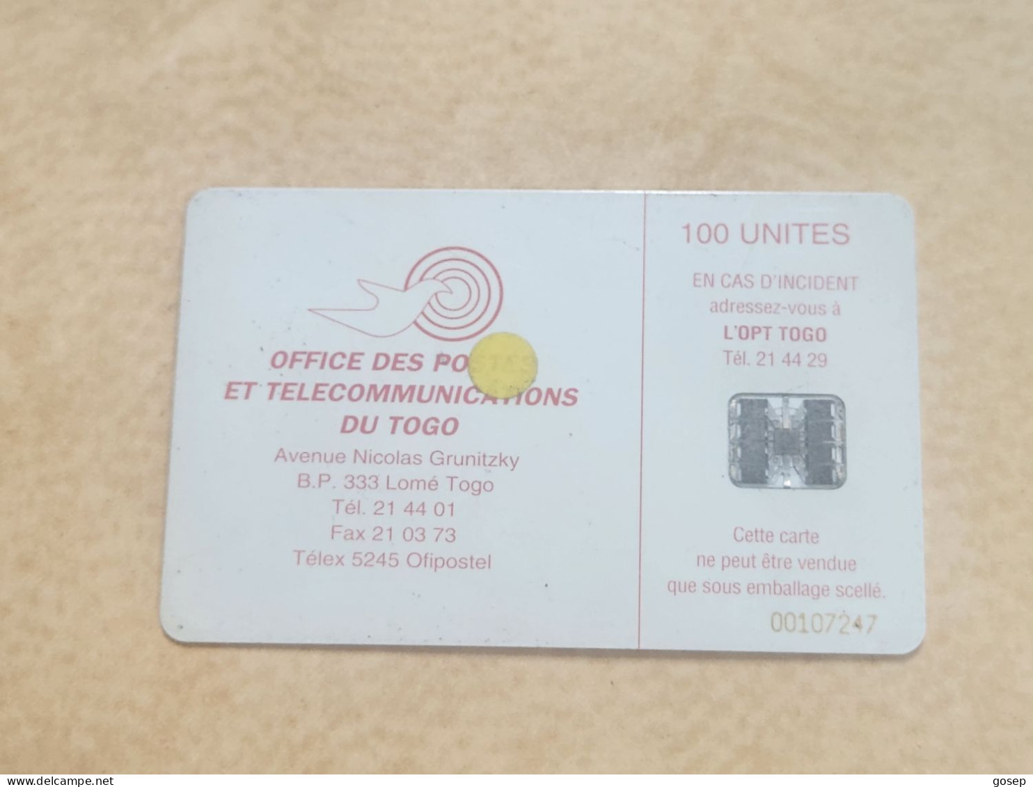 TOGO-(TG-OPT-0015)-Togopac 2-(Chip On Front)-(18)-(100units)-(00107247)-used Card+1card Prepiad Free - Togo