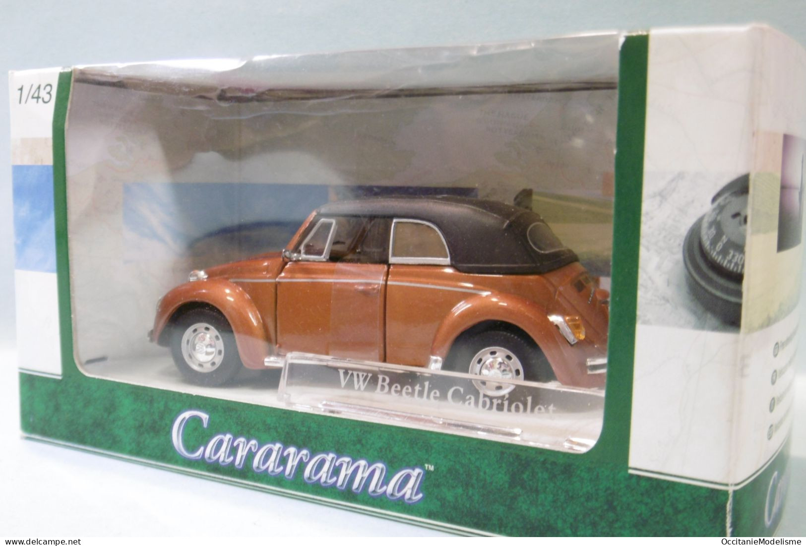 Cararama - VOKSWAGEN VW BEETLE Cox Cabriolet Marron BO 1/43 - Cararama (Oliex)