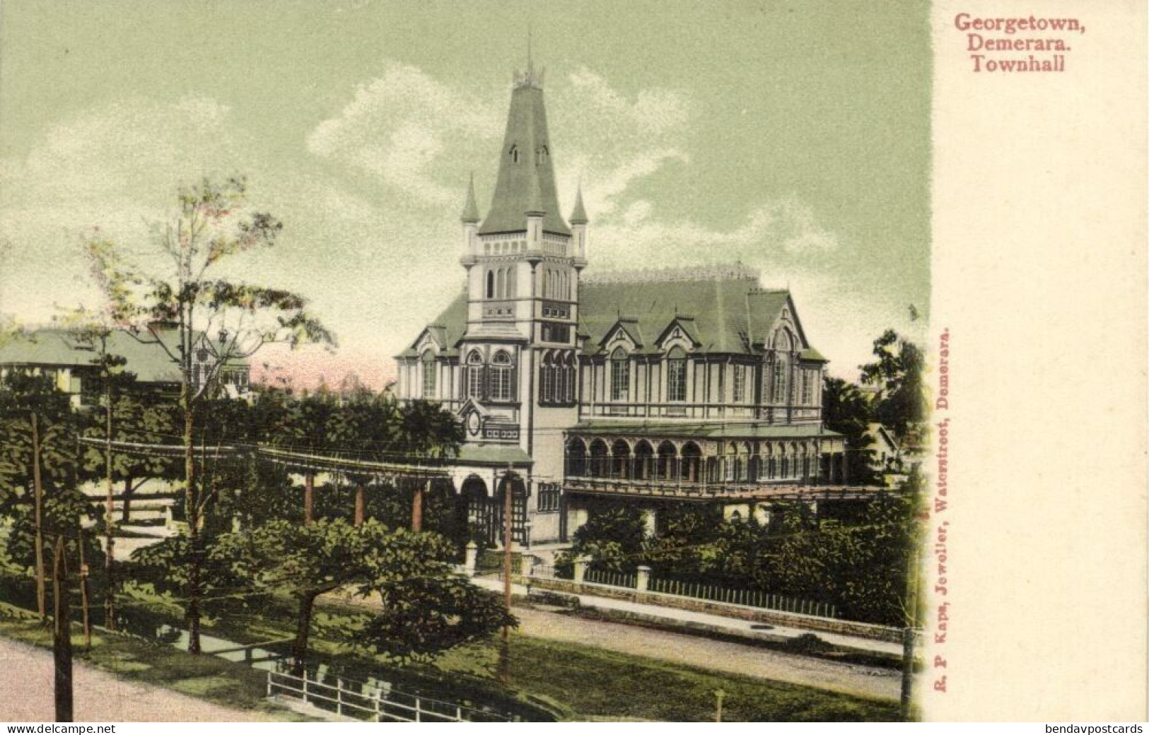 British Guiana, Guyana, Demerara, GEORGETOWN, Town Hall (19010s) Postcard - Guyana (ex Guyana Britannica)