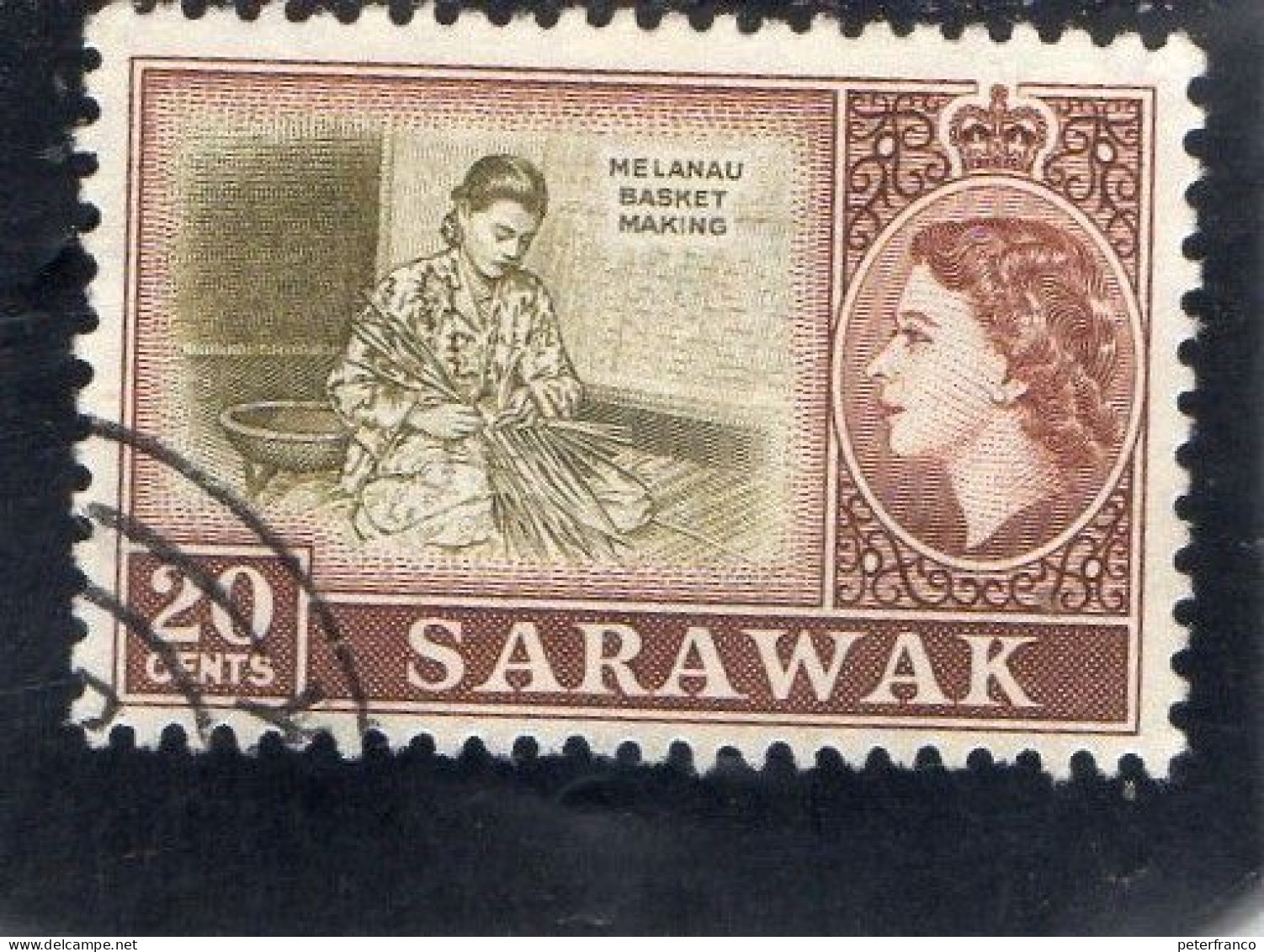 1957 Sarawak - Fabbricante Di Cesti E Queen Elizabeth - Sarawak (...-1963)