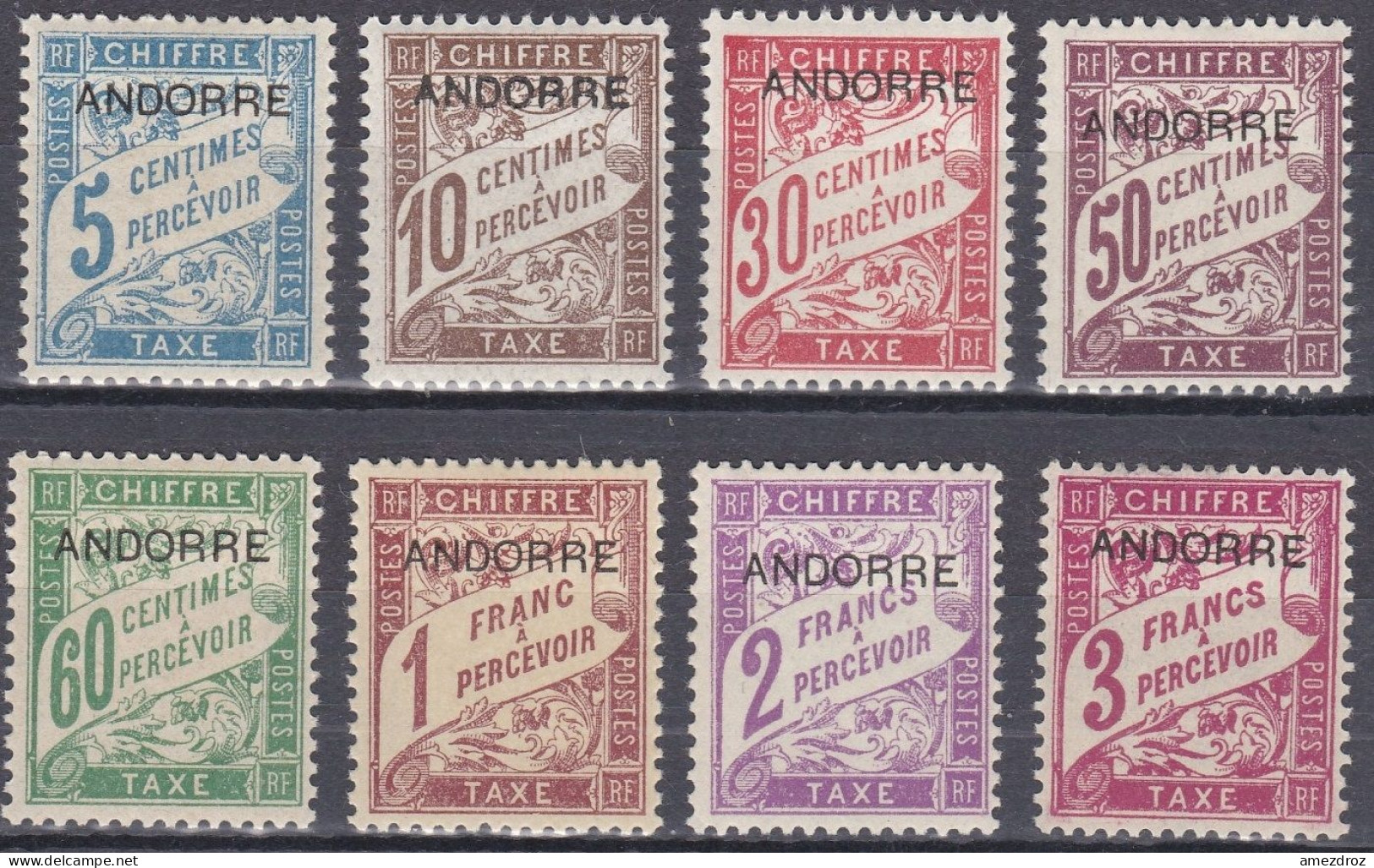 Andorre Français Taxe 1931 N° 1-8 MH  Timbres Français Surchargés   (J10) - Ungebraucht