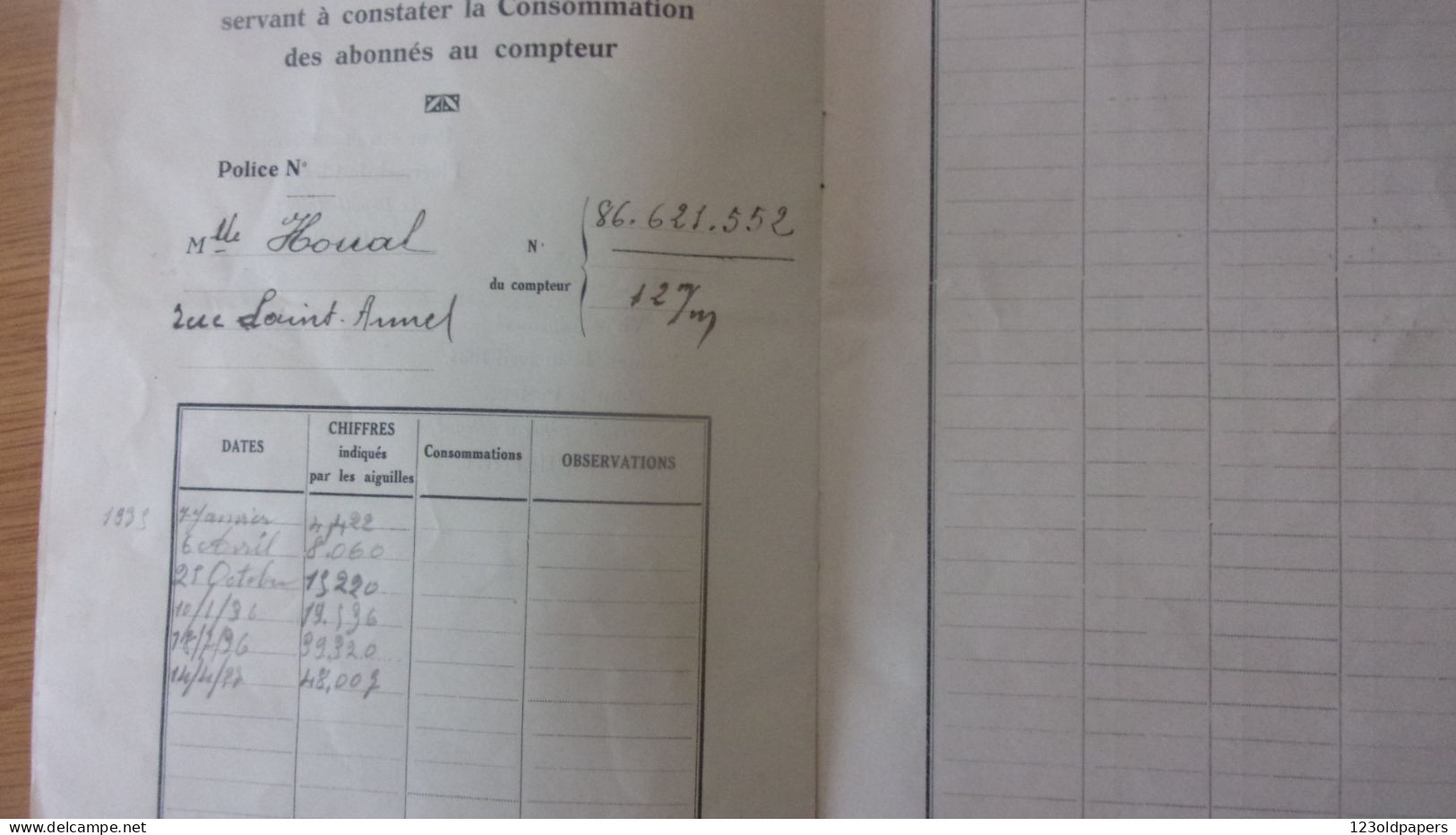 PLOERMEL MORBIHAN ABONNEMENT EAUX SOURCES  COMMUNALES DE CO  REGLEMENT TARIF 1934 - Ohne Zuordnung