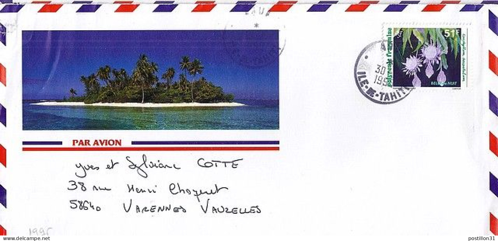 POLYNESIE N° 462 S/L. DE TAHITI / 30.5.95 POUR LA FRANCE - Storia Postale