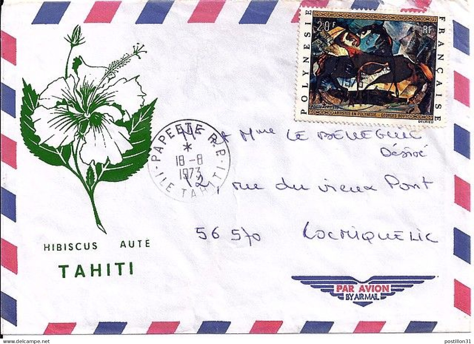 POLYNESIE N° PA65 S/L. DE PAPEETE/18.8.73 POUR LA FRANCE - Lettres & Documents