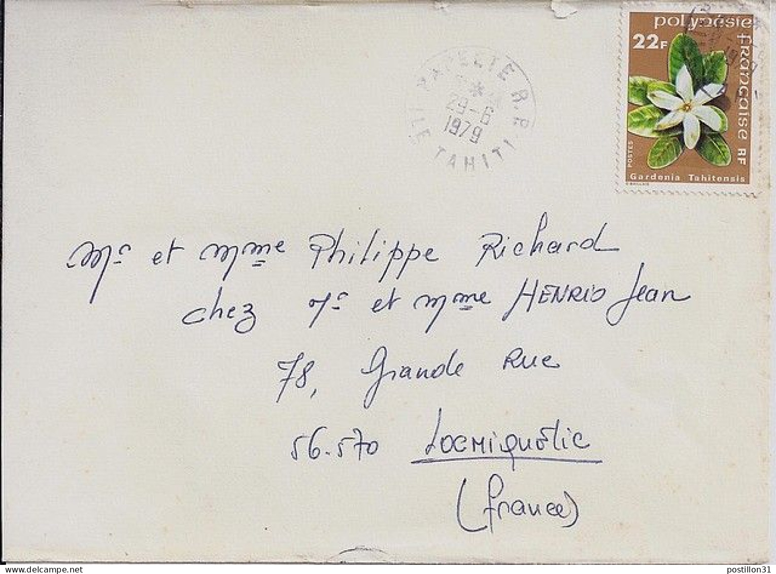 POLYNESIE N° 129 S/L. DE PAPEETE / 28.6.79 POUR LA FRANCE - Cartas & Documentos